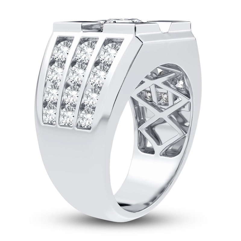 Main Image 2 of Men's Lab-Grown Diamond Ring 3 ct tw Round 14K White Gold