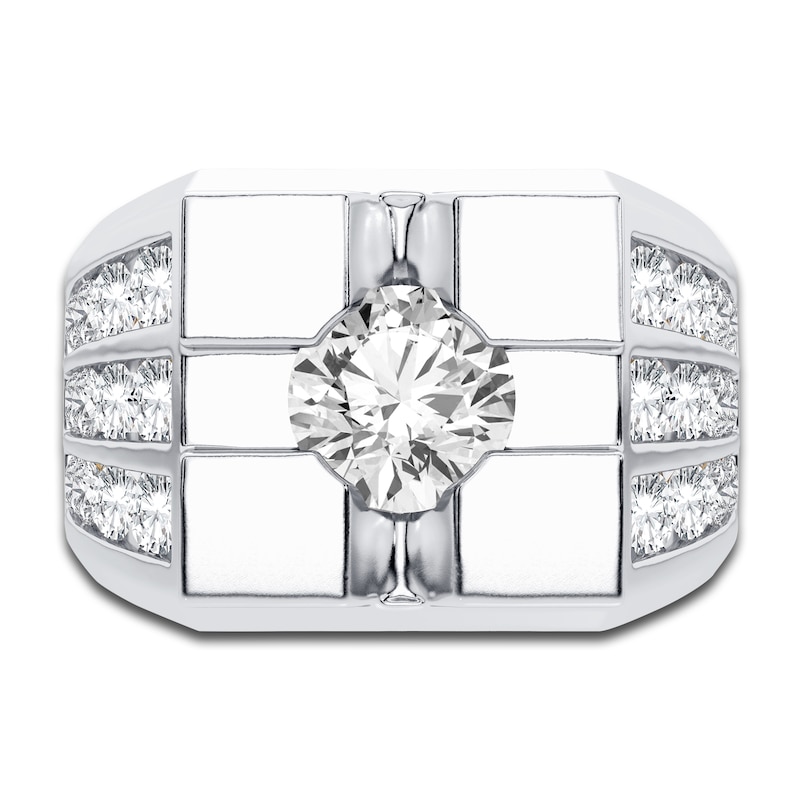 Main Image 3 of Men's Lab-Grown Diamond Ring 3 ct tw Round 14K White Gold