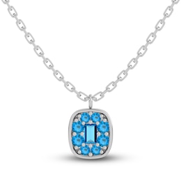 Juliette Maison Natural Blue Zircon Pendant Necklace 10K White Gold