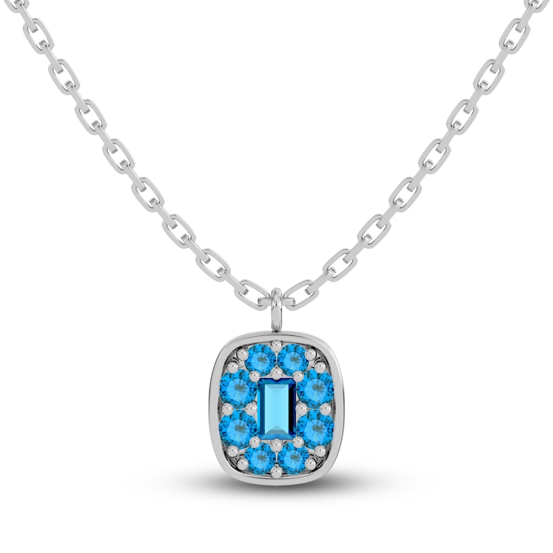 Main Image 1 of Juliette Maison Natural Blue Zircon Pendant Necklace 10K White Gold