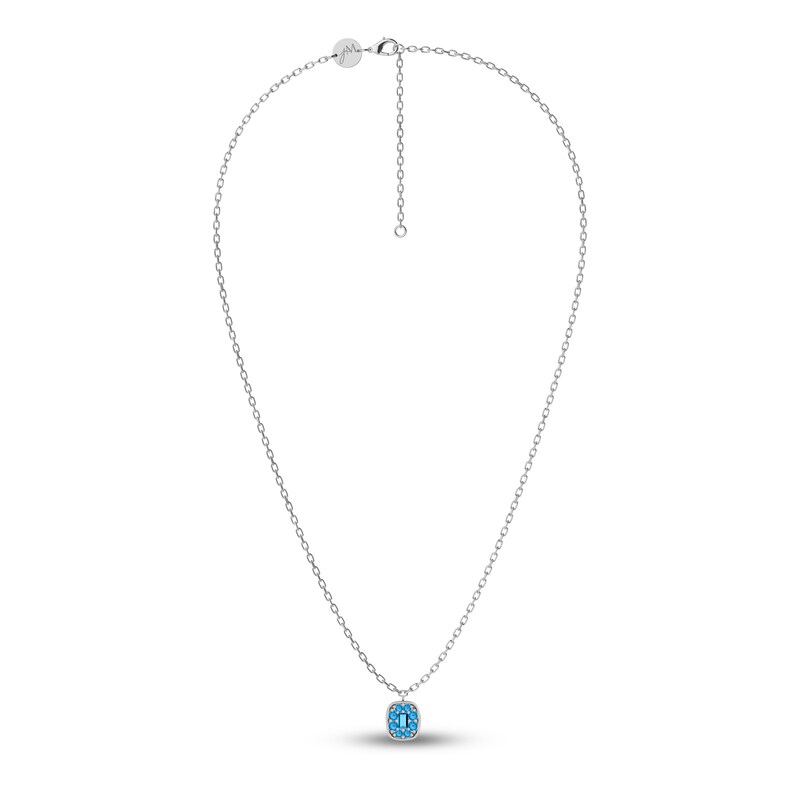 Main Image 2 of Juliette Maison Natural Blue Zircon Pendant Necklace 10K White Gold
