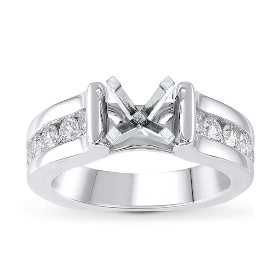 Diamond Engagement Ring Setting 34 ct tw Round 18K White Gold