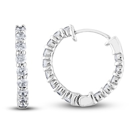 Diamond Hoop Earrings 2 ct tw Round 14K White Gold