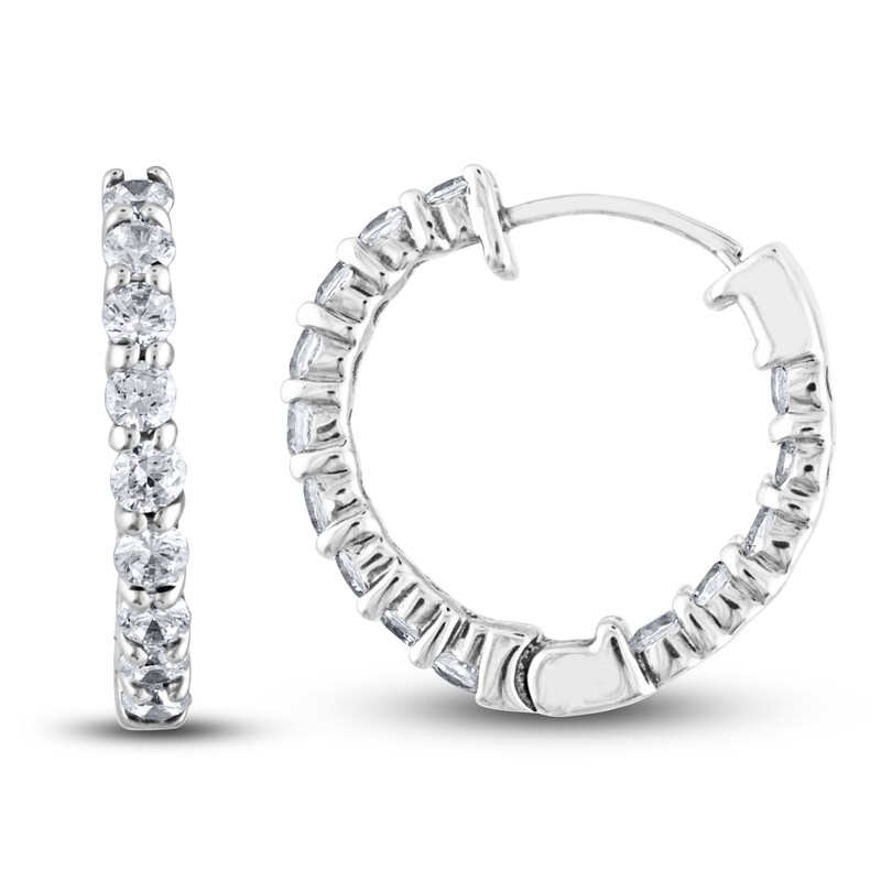 Main Image 1 of Diamond Hoop Earrings 2 ct tw Round 14K White Gold
