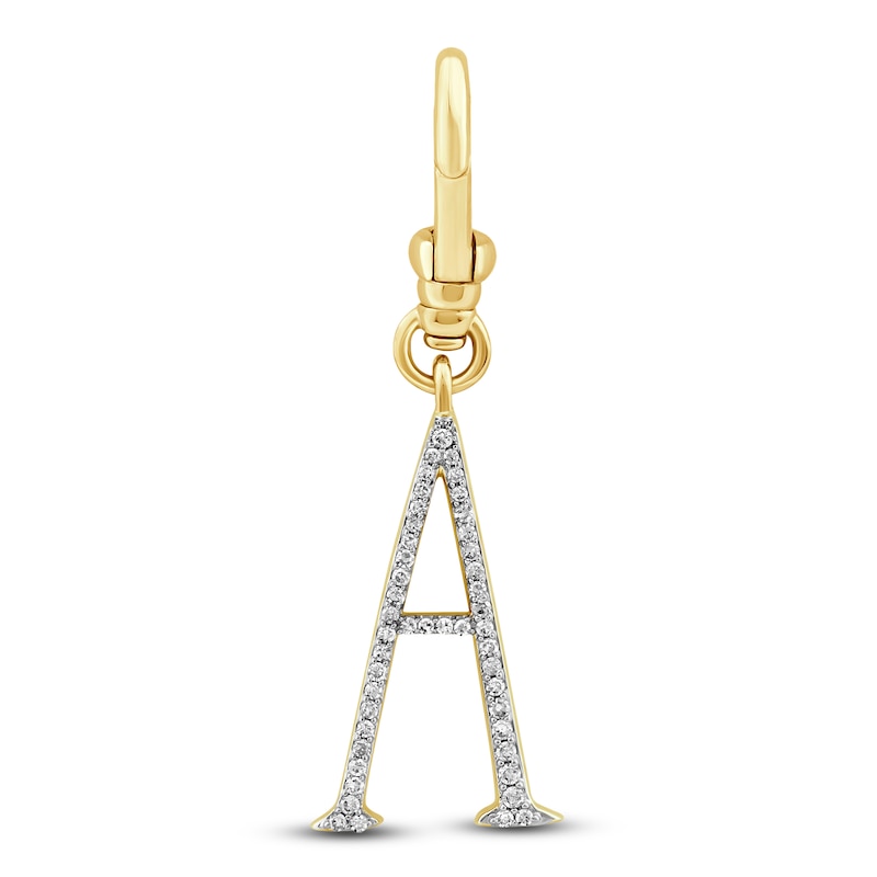 Charm'd by Lulu Frost Diamond Letter A Charm 1/10 ct tw Pavé Round 10K Yellow Gold