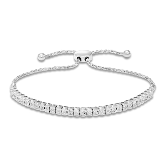Diamond Bolo Bracelet 14 ct tw Round Sterling Silver