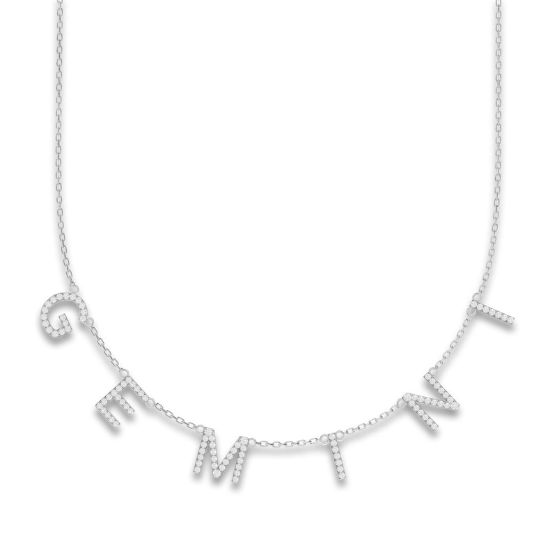 Juliette Maison Diamond Station Name Necklace 7/8 ct tw Round 10K White Gold