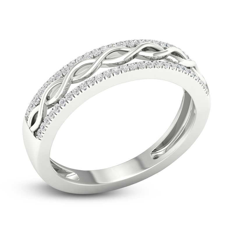 Main Image 2 of Diamond Twisted Wedding Band 1/8 ct tw Round 14K White Gold