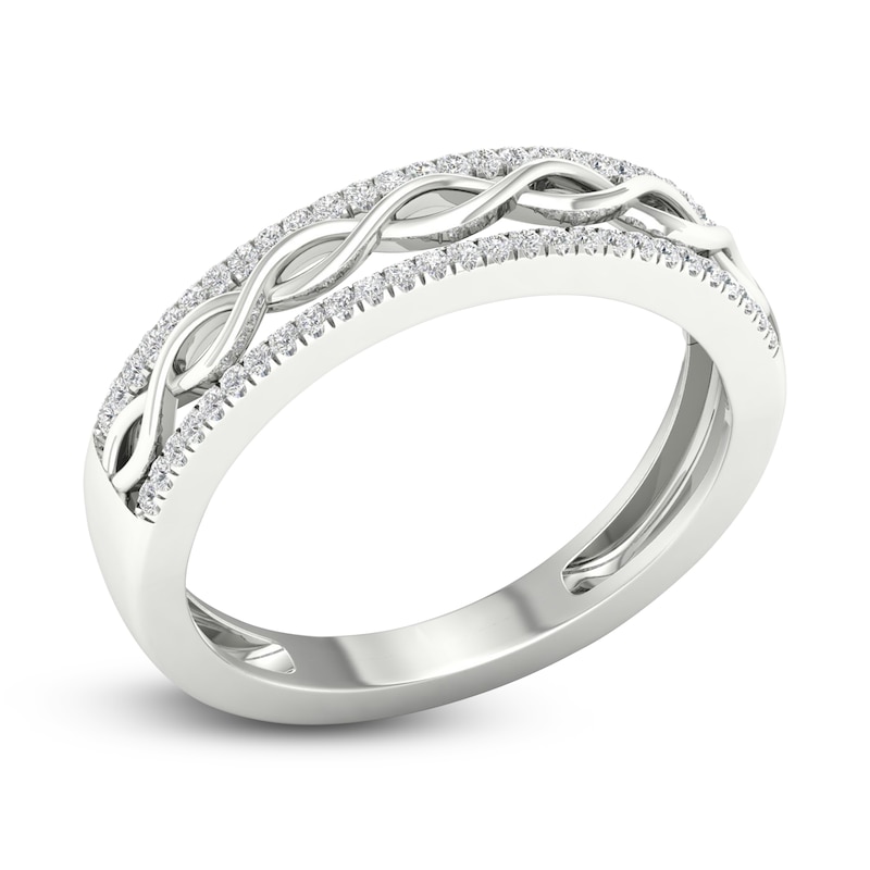 Diamond Twisted Wedding Band 1/8 ct tw Round 14K White Gold