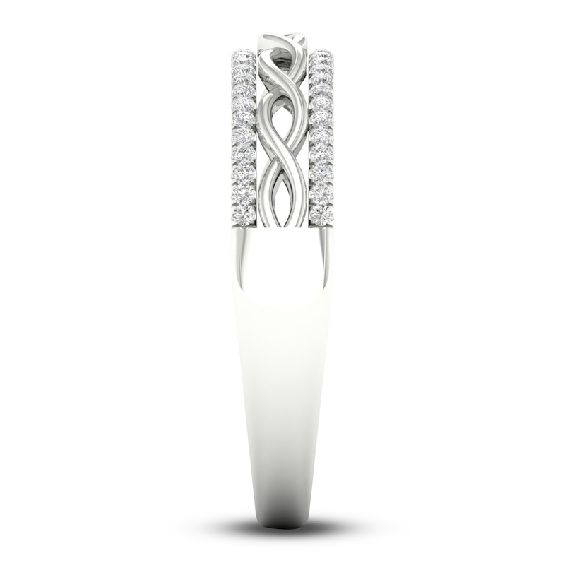 Main Image 3 of Diamond Twisted Wedding Band 1/8 ct tw Round 14K White Gold