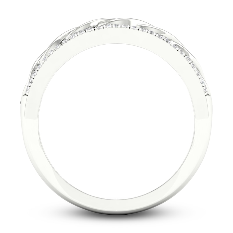 Main Image 4 of Diamond Twisted Wedding Band 1/8 ct tw Round 14K White Gold