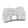 Thumbnail Image 1 of Lab-Grown Diamond Criss-Cross Ring 1-3/4 ct tw Round/Baguette 14K White Gold