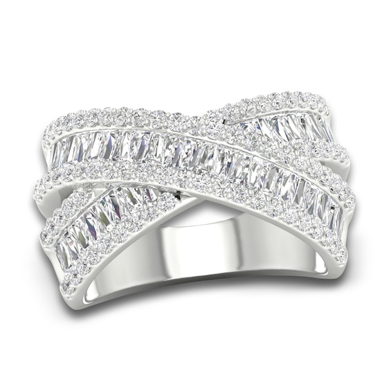 Jared Signature Lab-Grown Diamond Criss-Cross Ring 1-3/4 ct tw Round/Baguette 14K White Gold