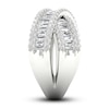 Thumbnail Image 2 of Lab-Grown Diamond Criss-Cross Ring 1-3/4 ct tw Round/Baguette 14K White Gold
