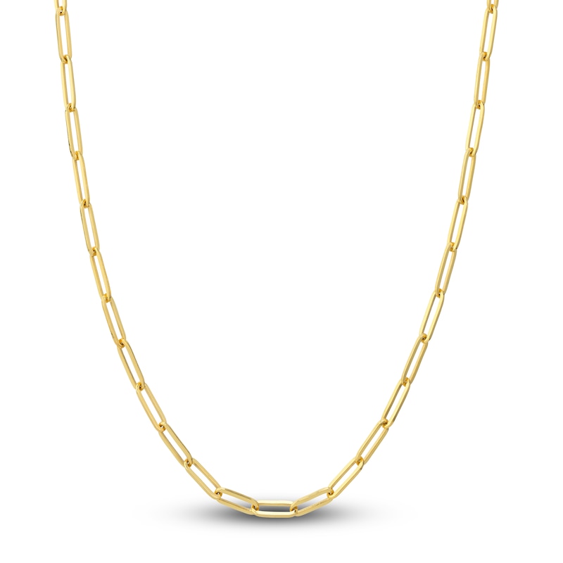 Solid Paperclip Chain Necklace 18K Yellow Gold 20" 3.8mm