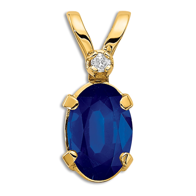 Main Image 1 of Natural Blue Sapphire Charm Diamond Accents 14K Yellow Gold