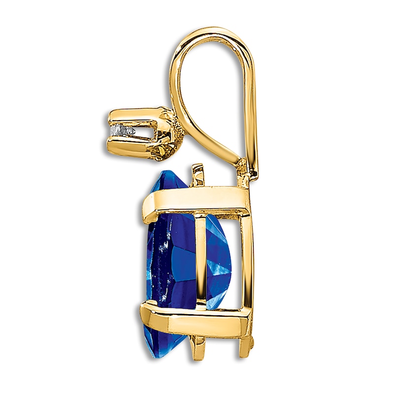 Main Image 2 of Natural Blue Sapphire Charm Diamond Accents 14K Yellow Gold