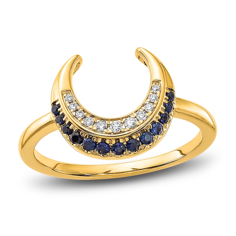 Natural Blue Sapphire Ring 1/20 ct tw Diamonds 14K Yellow Gold