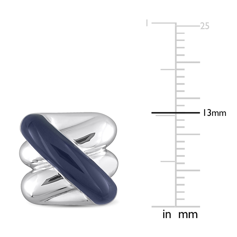 Main Image 2 of Y-Knot Blue Enamel Cuff Links Sterling Silver