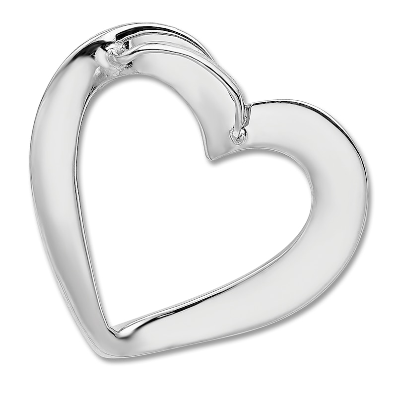 Main Image 3 of High-Polish Heart Slide Charm 14K White Gold