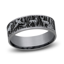 Forest Wedding Band Tantalum/14K White Gold 7.5mm