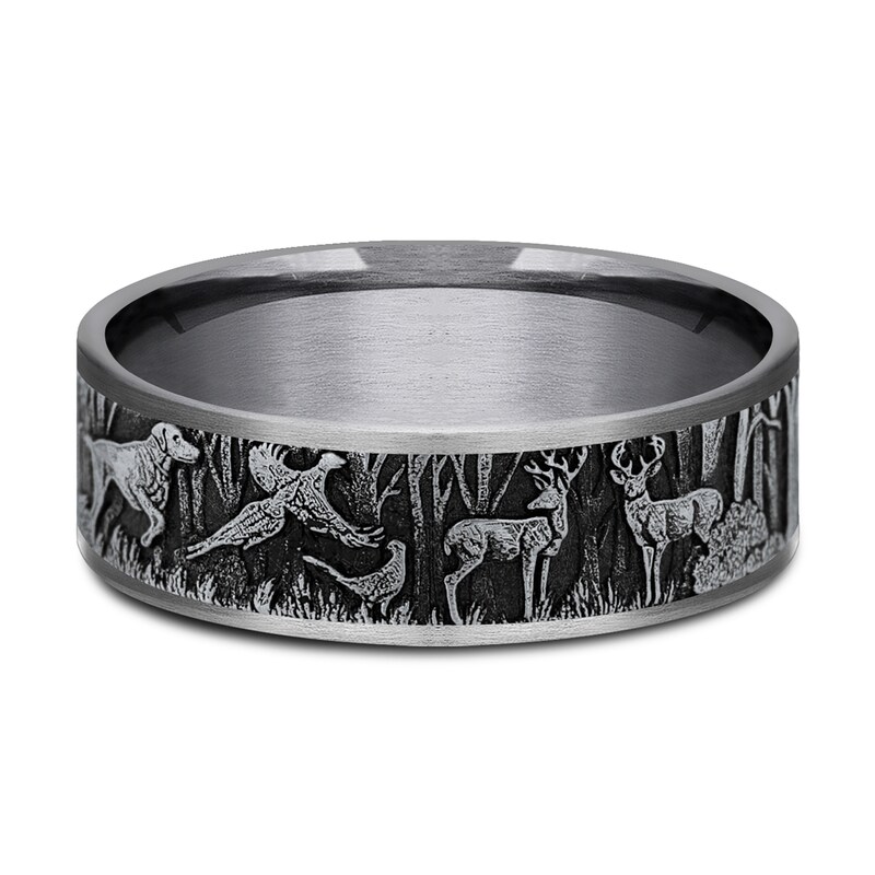 Main Image 3 of Forest Wedding Band Tantalum/14K White Gold 7.5mm