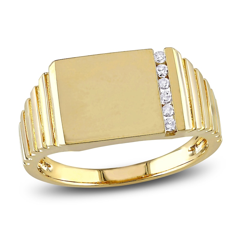 Main Image 1 of Men's Diamond Ring 1/10 ct tw Round 10K Yellow Gold