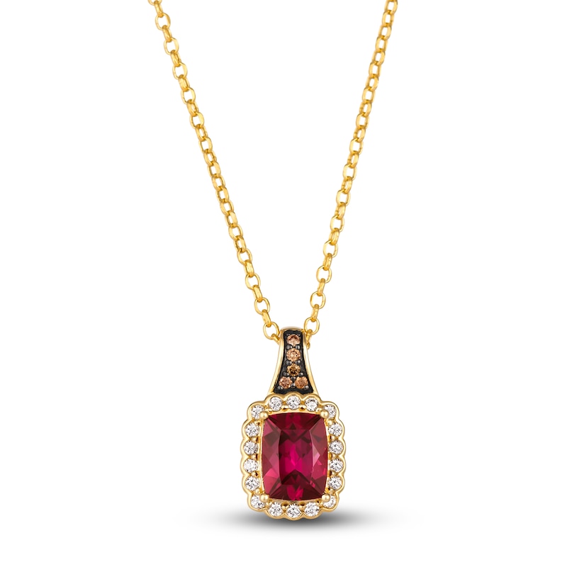 Le Vian Natural Rhodolite Garnet Pendant Necklace 1/5 ct tw Diamonds 14K Honey Gold 19"