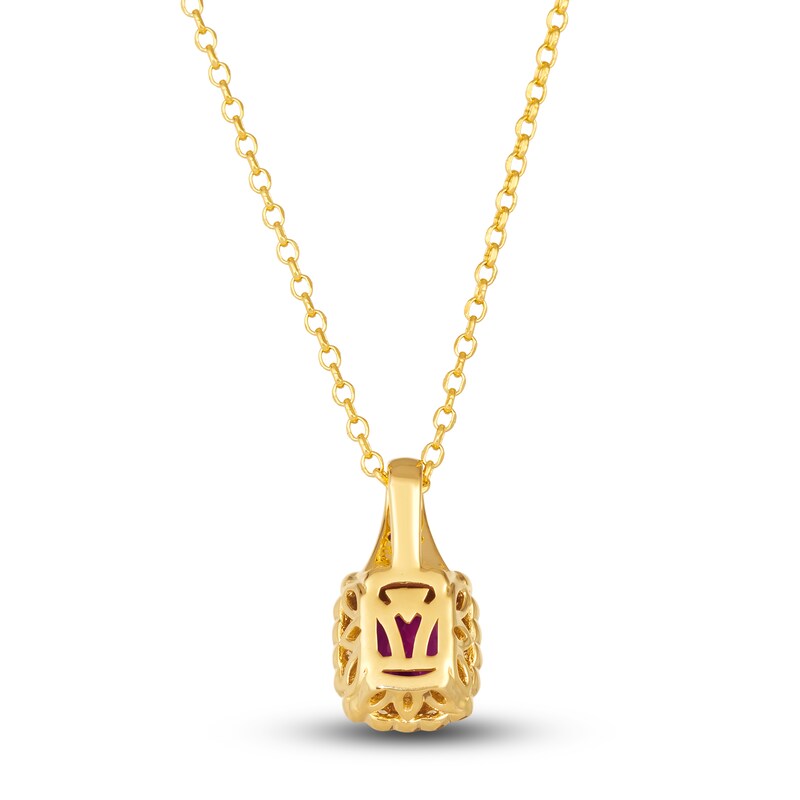 Main Image 3 of Le Vian Natural Rhodolite Garnet Pendant Necklace 1/5 ct tw Diamonds 14K Honey Gold 19"
