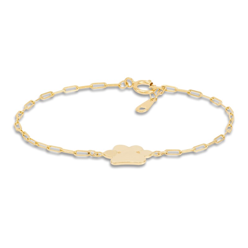 Main Image 1 of Children's Pawprint Station Bracelet 14K Yellow Gold 6"