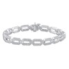 Thumbnail Image 1 of Diamond Paperclip Bracelet 3 ct tw Round/Baguette 14K White Gold 7"