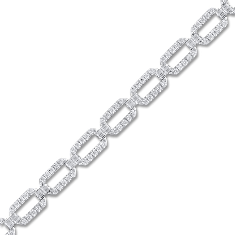 Main Image 3 of Diamond Paperclip Bracelet 3 ct tw Round/Baguette 14K White Gold 7"