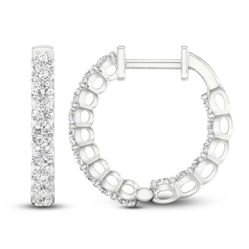 Main Image 1 of Lab-Grown Diamond Inside-Out Hoop Earrings 1 ct tw 14K White Gold