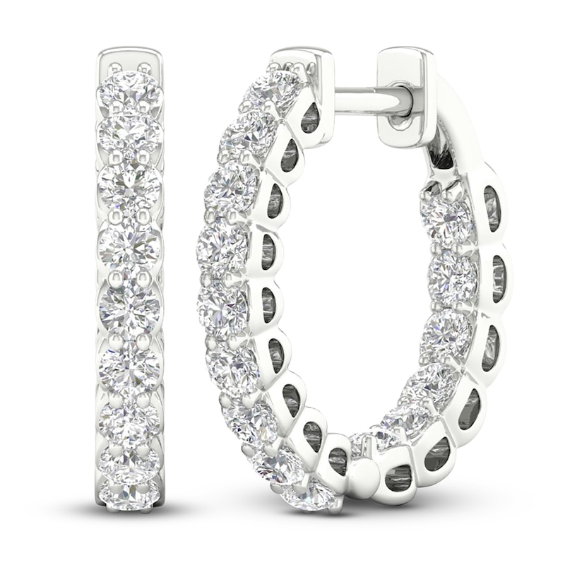 Main Image 2 of Lab-Grown Diamond Inside-Out Hoop Earrings 1 ct tw 14K White Gold