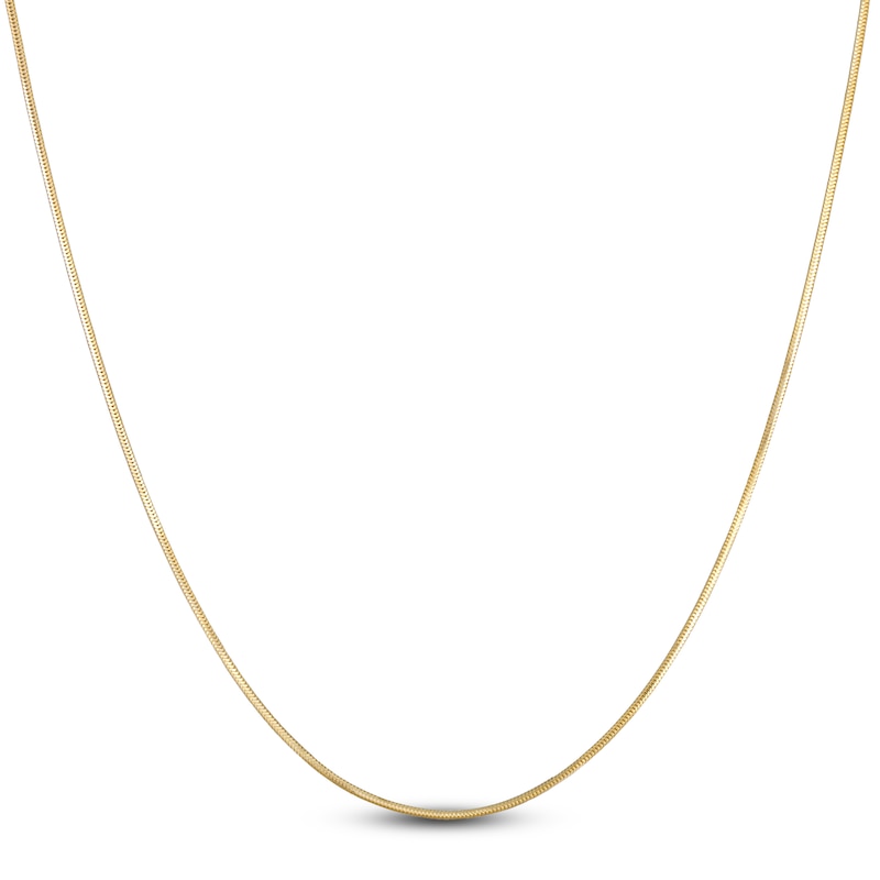 Main Image 1 of Solid Diamond-Cut Snake Chain Necklace 14K Yellow Gold 18" 1.2mm