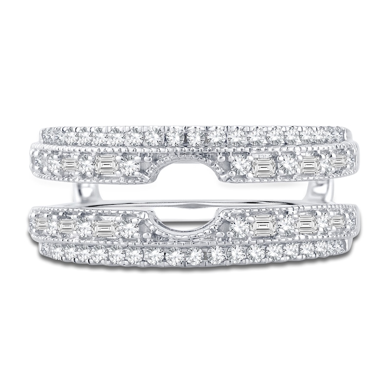 Main Image 3 of Diamond Double Row Enhancer Band 1/2 ct tw Round/Baguette 14K White Gold