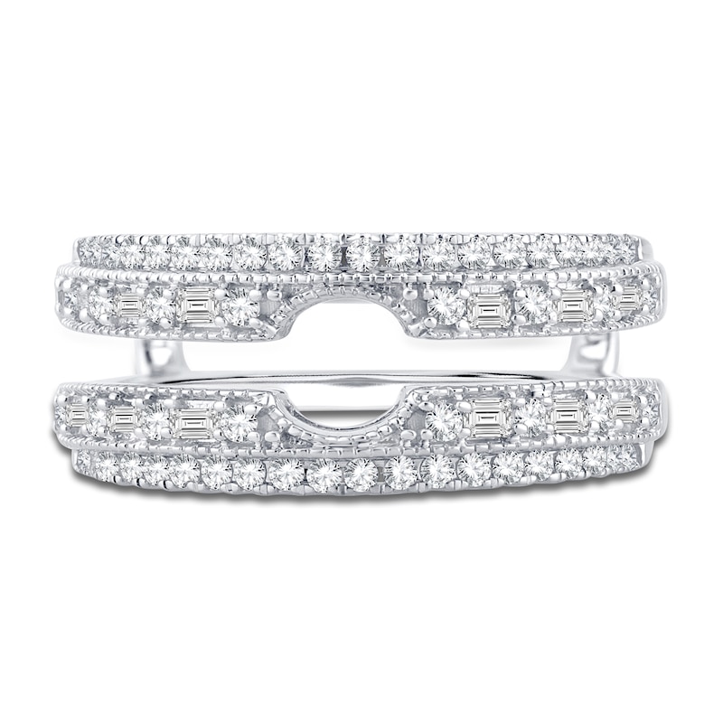 Diamond Double Row Enhancer Band 1/2 ct tw Round/Baguette 14K White Gold