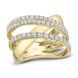 Shy Creation Diamond Criss-Cross Ring 1 ct tw Round 14K Yellow Gold SC55024817
