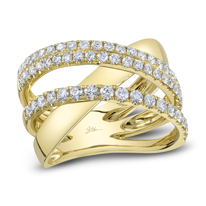 Main Image 1 of Shy Creation Diamond Criss-Cross Ring 1 ct tw Round 14K Yellow Gold SC55024817