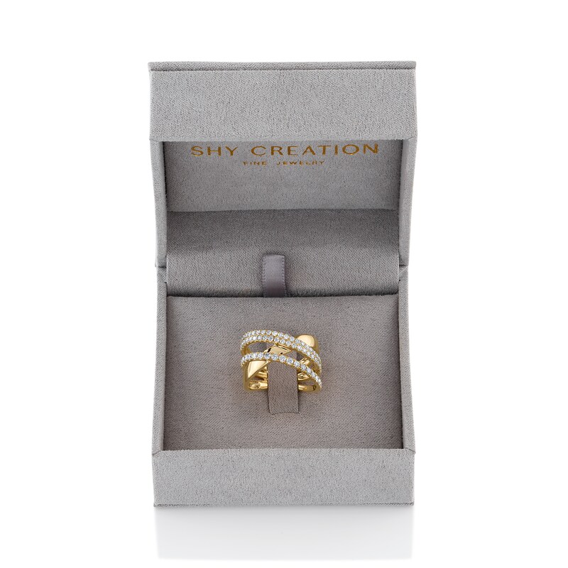 Main Image 2 of Shy Creation Diamond Criss-Cross Ring 1 ct tw Round 14K Yellow Gold SC55024817