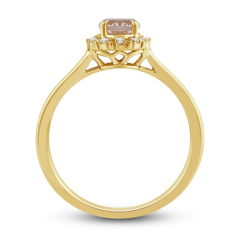 Main Image 2 of Natural Morganite Ring 1/15 ct tw Diamonds 10K Yellow Gold