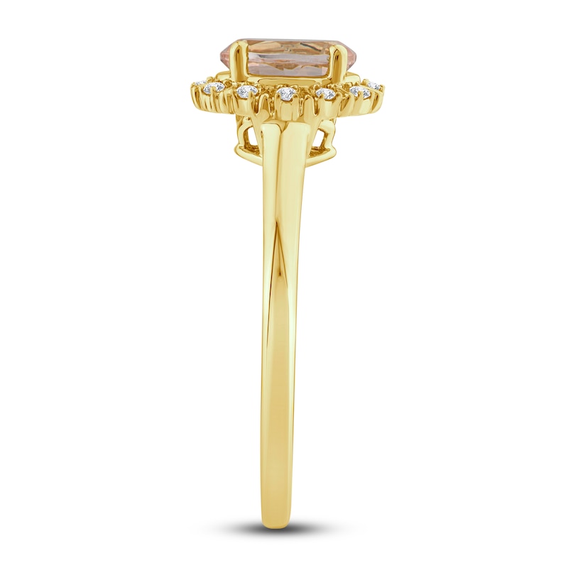 Main Image 3 of Natural Morganite Ring 1/15 ct tw Diamonds 10K Yellow Gold