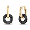 Thumbnail Image 1 of Black Diamond Dangle Hoop Earrings 2-1/2 ct tw Round 14K Yellow Gold