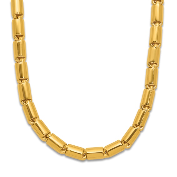 High-Polish Barrel Chain Necklace 24K Yellow Gold 24" 4.3mm