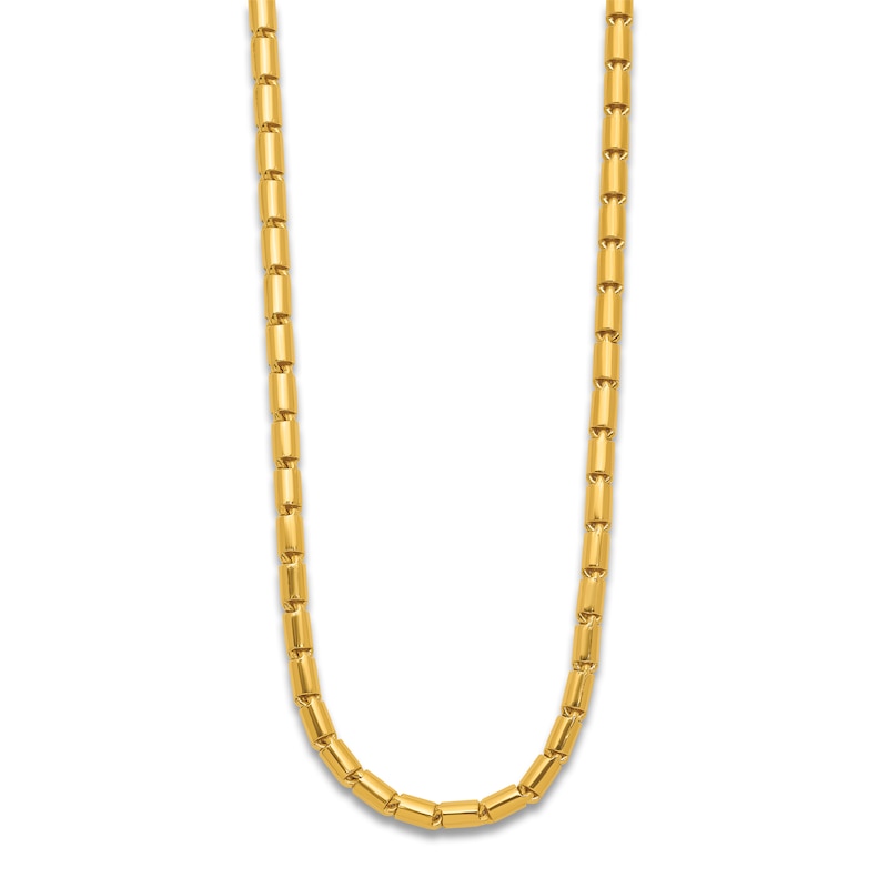 Main Image 2 of High-Polish Barrel Chain Necklace 24K Yellow Gold 24" 4.3mm