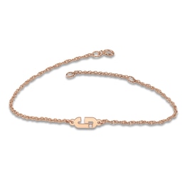 High-Polish Initial Bracelet Diamond Accents 14K Rose Gold 7.25"