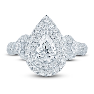 Pnina Tornai Diamond Engagement Ring 1-5/8 ct tw Pear/Round 14K White ...