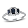 Thumbnail Image 1 of Natural Blue Sapphire & Diamond 3-Stone Ring 1/5 ct tw 14K White Gold