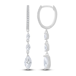 Diamond Dangle Earrings 1-1/2 ct tw Round/Marquise 14K White Gold