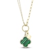 Thumbnail Image 1 of Shy Creation Natural Malachite & Diamond Clover Necklace 1/6 ct tw 14K Yellow Gold SC55023332V2